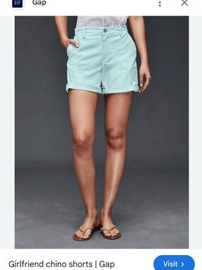 GAP Rolled-Hem Girlfriend Chino Shorts in Light Aqua